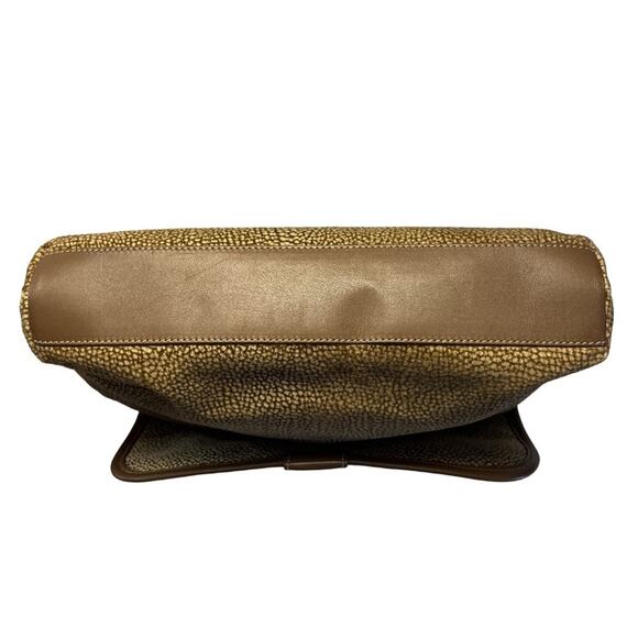 Vintage Borbonese Redwall Suede Clutch Eye of Partridge Italy Brown Leather - Picture 5 of 9